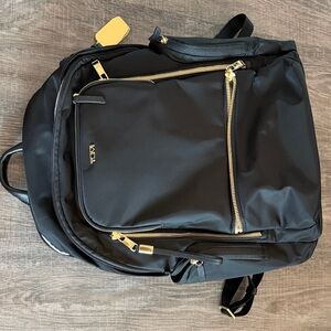 Tumi Black Backpack with Gold Hardware